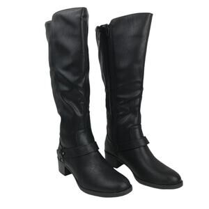 Easy Street Boots Black Jewel Faux Leather Knee High Riding Womens Size 7.5 NWT